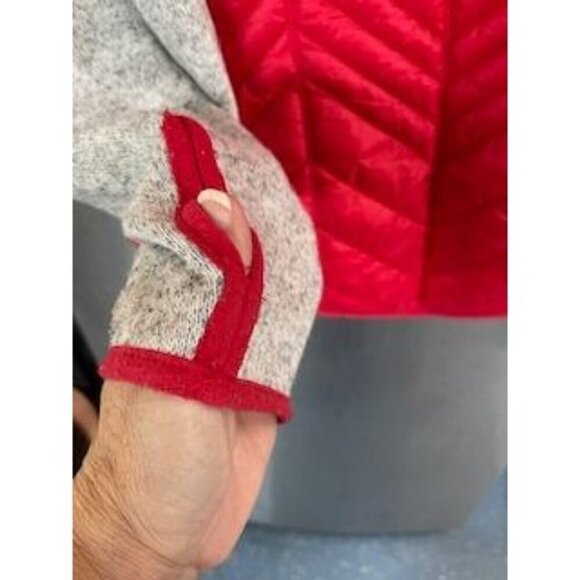 Xersion Women's Large Red & Gray Full-Zip HIDE AWAY‎ HOOD Jacket With Thumbholes - Picture 6 of 16